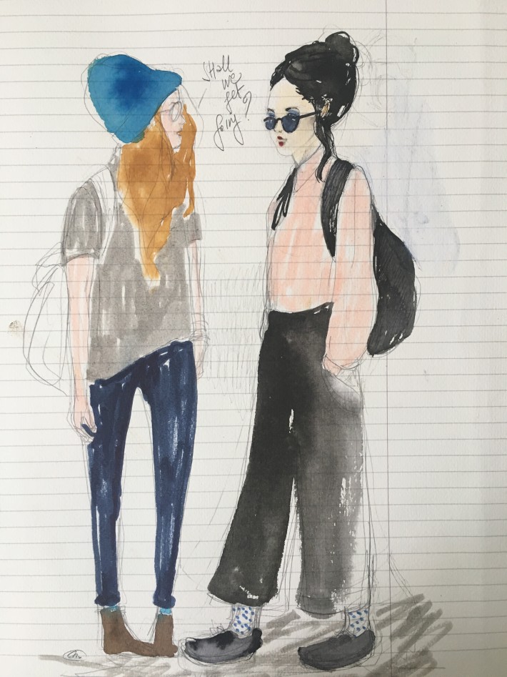 Ready to go? / Pencil and markers on paper