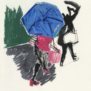 Rainy day / Pastels and markers on paper - 24 x 33 cm 