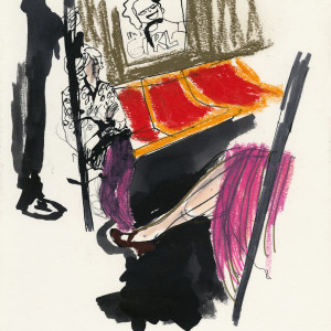 NYC subway #1 / Pastels and markers on paper - 24 x 33 cm 