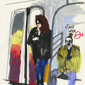 NYC subway #2 / Pastels and markers on paper - 24 x 33 cm 