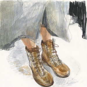 Boots - Commissioned work for DUE, MIlano / Pencils and markers on paper - 24 x 33 cm 
