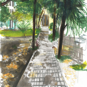 Giardini Pippa Bacca / Pencils and markers on paper - 24 x 33 cm 