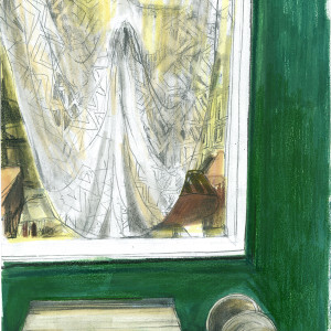 La porta verde / Pencils and markers on paper - 24 x 33 cm
