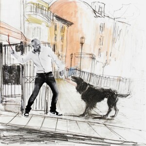 Via Brisa / in collaboration with the photographer Carola Guaineri - Print, Pencils and markers on paper - 40 x 40 cm