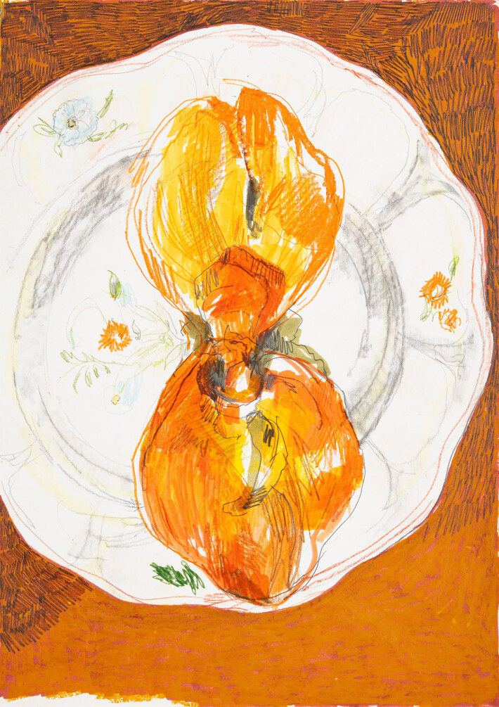 Orange beauty _ Tribute to Fede Galizia / Pastels, graphite and markers on paper - 42 x 29,7 cm (A3)