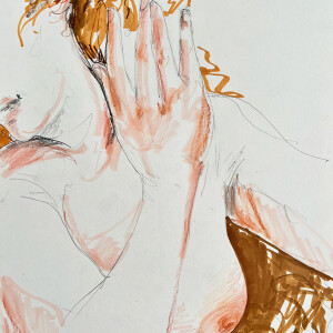 Artemisia #3 _ Tribute to Artemisia Gentileschi / Pastels, graphite and markers on paper - 42 x 29,7 cm (A3)