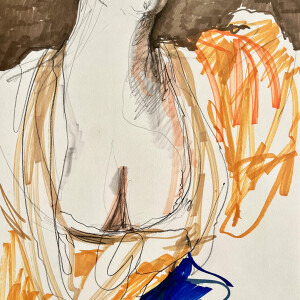 Artemisia #4 _ Tribute to Artemisia Gentileschi / Pastels, graphite and markers on paper - 42 x 29,7 cm (A3)