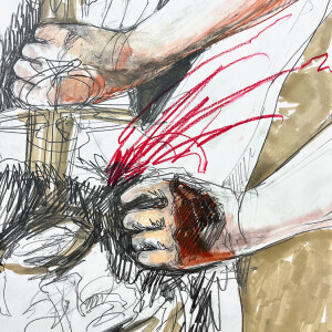 Artemisia #6 _ Tribute to Artemisia Gentileschi / Pastels, graphite and markers on paper - 42 x 29,7 cm (A3)