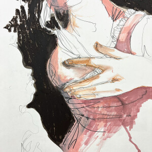 Artemisia #2 _ Tribute to Artemisia Gentileschi / Pastels, graphite and markers on paper - 42 x 29,7 cm (A3)