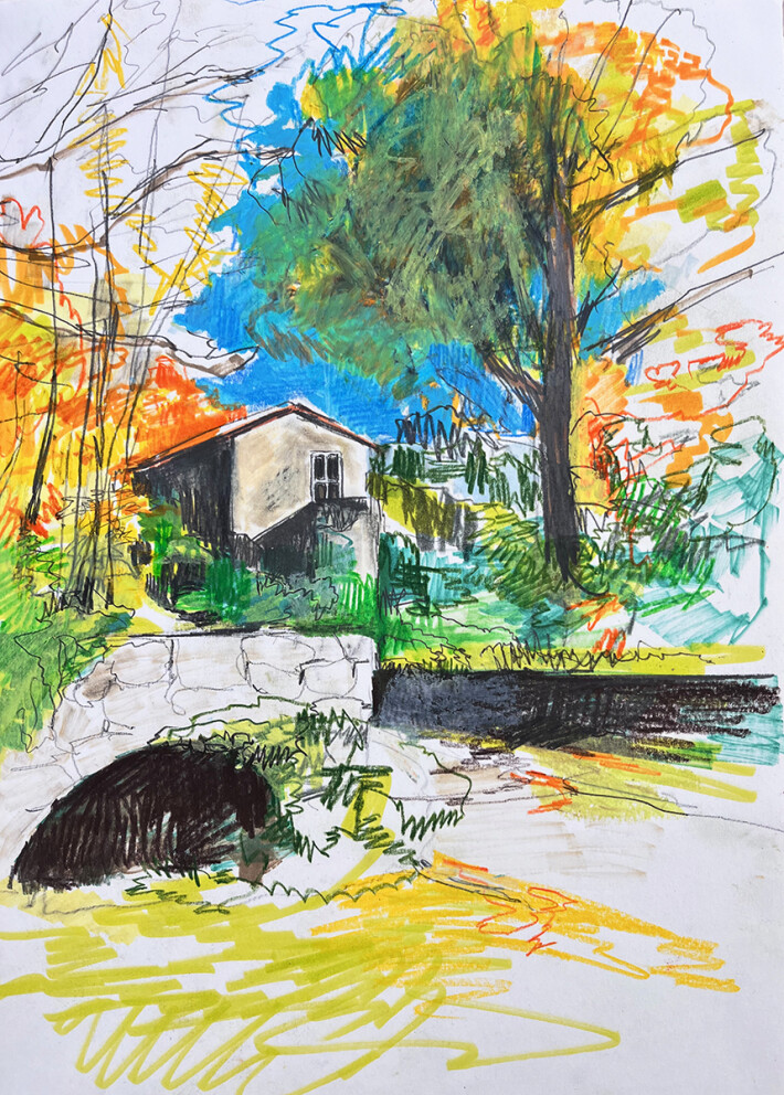 Morisot #2 _ Tribute to Berthe Morisot / Pastels, graphite and markers on paper - 42 x 29,7 cm (A3)