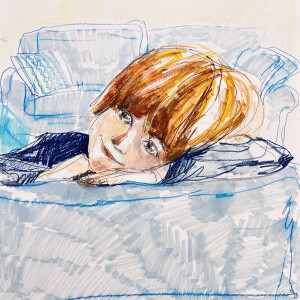 Daydreaming _ Tribute to Berthe Morisot / Pastels, graphite and markers on paper - 42 x 29,7 cm (A3)