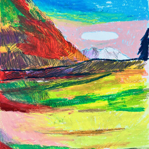 Landscape #2 _ Tribute to Gabriele Münter / Pastels, graphite and markers on paper - 42 x 29,7 cm (A3)