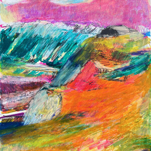 Landscape #1 _ Tribute to Gabriele Münter / Pastels, graphite and markers on paper - 42 x 29,7 cm (A3)