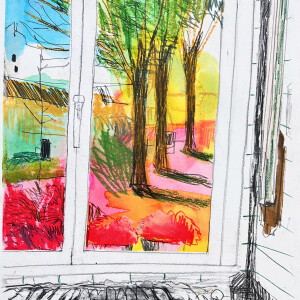 From my window _ Tribute to Gabriele Münter / Pastels, graphite and markers on paper - 42 x 29,7 cm (A3)