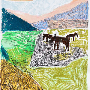 Just a dream/study _ Tribute to Gabriele Münter / Pastels, graphite and markers on paper - 42 x 29,7 cm (A3)