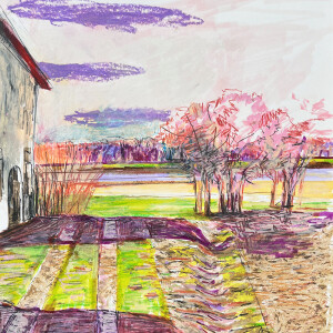 Landscape #4 _ Tribute to Gabriele Münter / Pastels, graphite and markers on paper - 42 x 29,7 cm (A3)