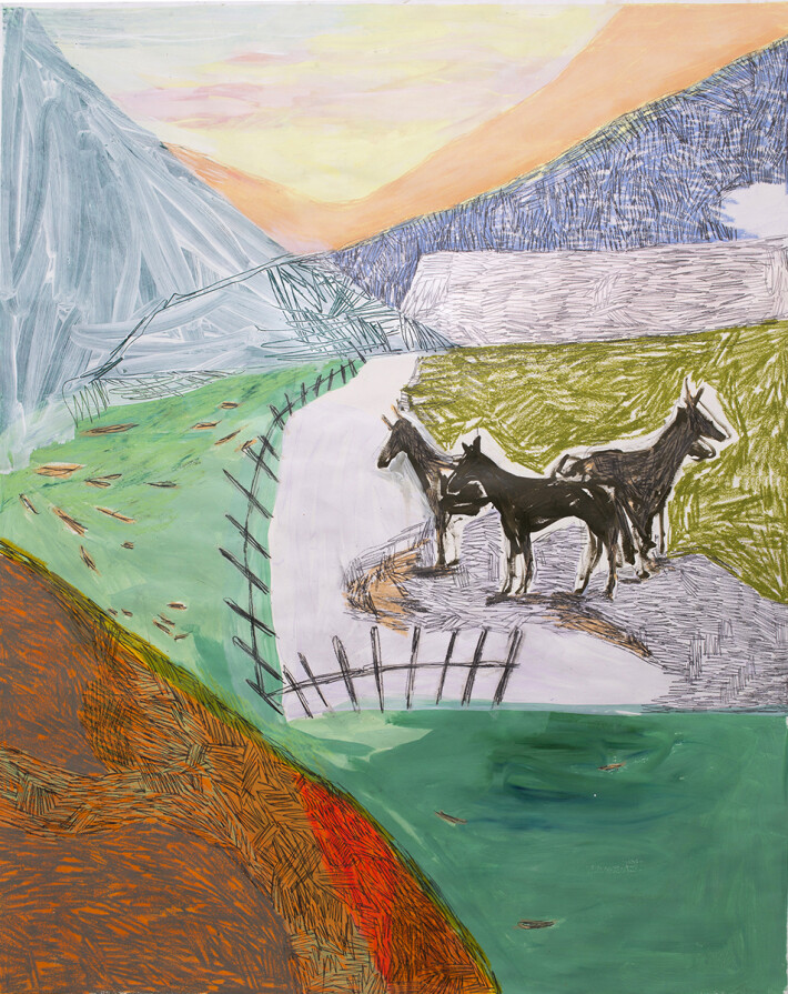 Just a dream _ Tribute to Gabriele Münter / Pastels, graphite and markers on paper - 150 x 120 cm